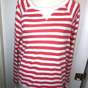 Forever 21 Coral stripe lightweight sweatshirt SzL